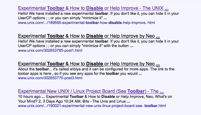 Google Search: Disable Toolbar